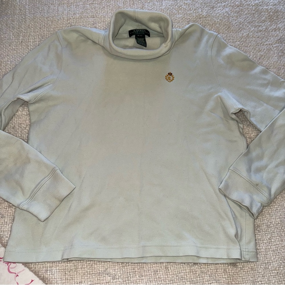 Vintage Pale Green Ralph Lauren Cotton Turtleneck medium